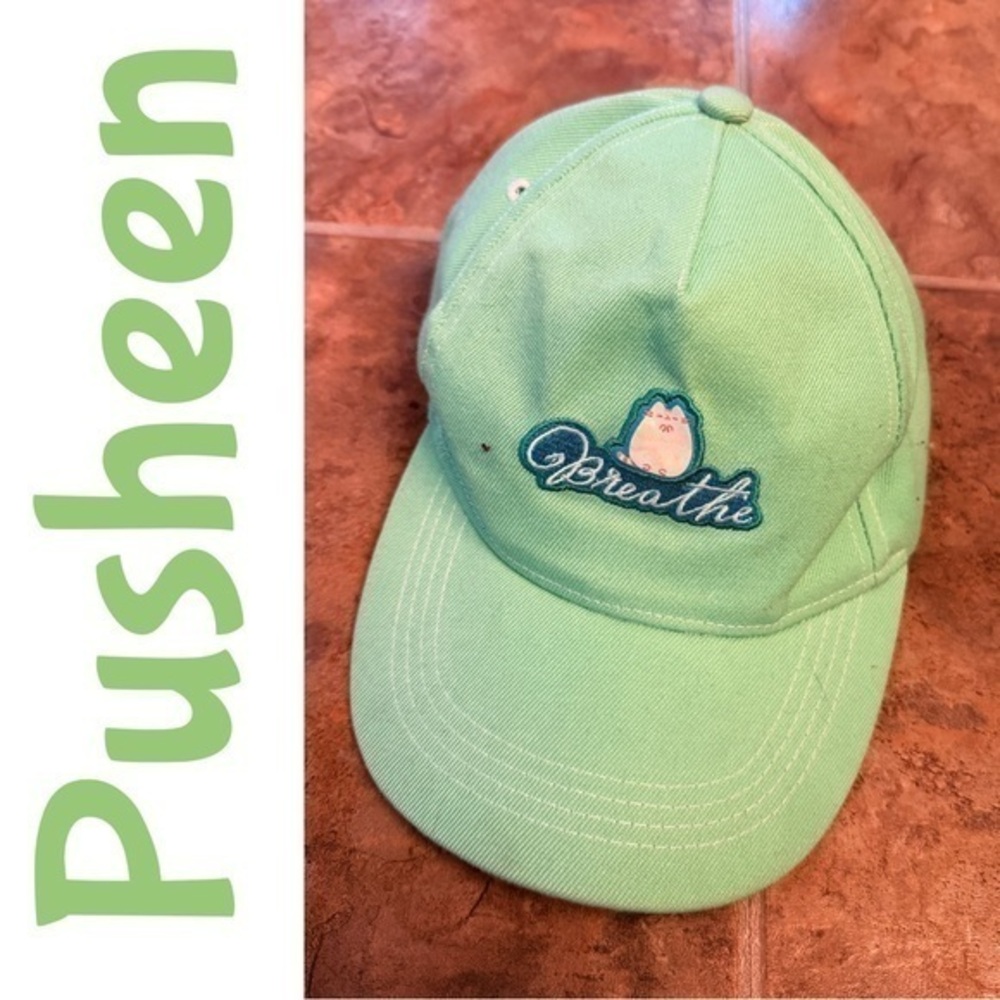 NWT Pusheen “Breathe” Embroidered Green Dad Hat – Cute Pastel Aesthetic OS
